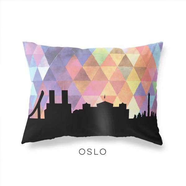 Oslo Norway geometric skyline - Pillow | Lumbar / RebeccaPurple - Geometric Skyline