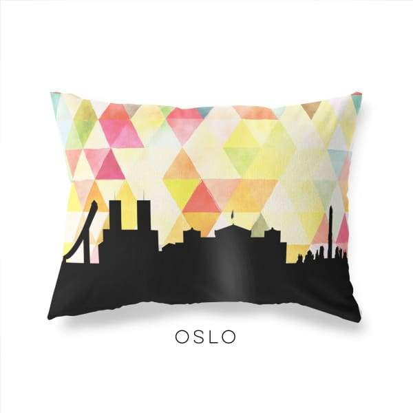 Oslo Norway geometric skyline - Pillow | Lumbar / Yellow - Geometric Skyline