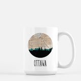 Ottawa Ontario city skyline with vintage Ottawa map - Mug | 15 oz - City Map Skyline