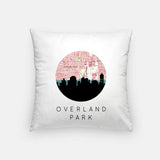 Overland Park Kansas city skyline with vintage Overland Park map - Pillow | Square - City Map Skyline