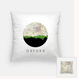Oxford Mississippi city skyline with vintage Oxford Mississippi map - Pillow | Square - City Map Skyline