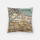 Palermo city skyline with vintage Palermo map - City Map Skyline