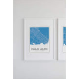 Palo Alto California road map and skyline - 5x7 Unframed Print / SteelBlue - Road Map and Skyline