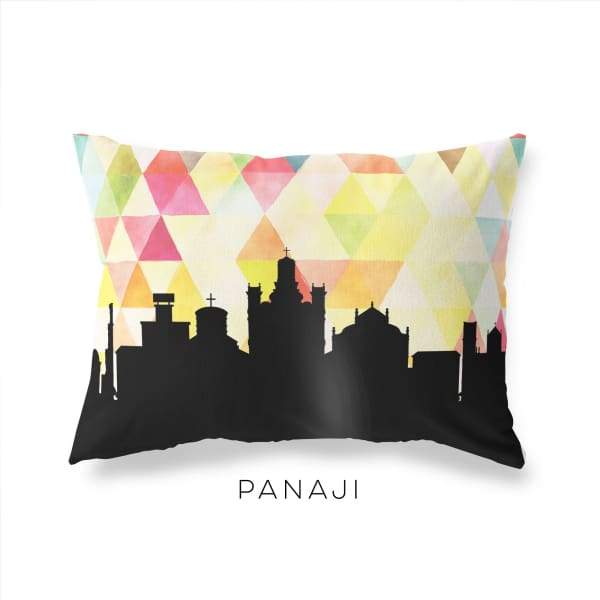 Panaji India geometric skyline - Pillow | Lumbar / Yellow - Geometric Skyline