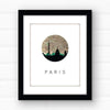 Paris city skyline with vintage Paris map - 5x7 FRAMED Print - City Map Skyline