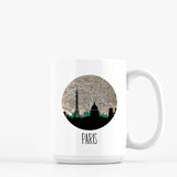 Paris city skyline with vintage Paris map - Mug | 15 oz - City Map Skyline