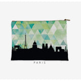 Paris France geometric skyline - Pouch | Small / Green - Geometric Skyline