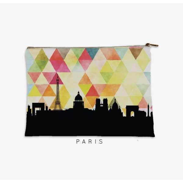 Paris France geometric skyline - Pouch | Small / Yellow - Geometric Skyline