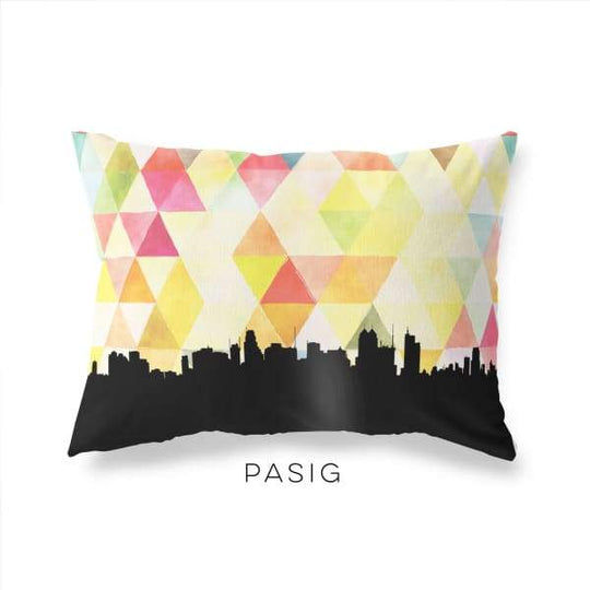 Pasig Philippines geometric skyline - Pillow | Lumbar / Yellow - Geometric Skyline