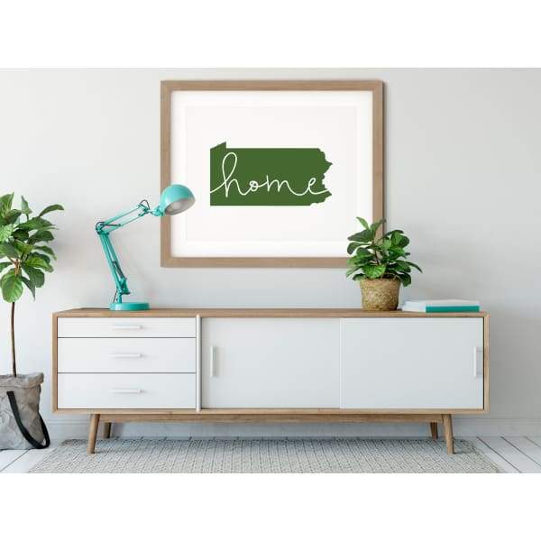 Pennsylvania ’home’ state silhouette - 5x7 Unframed Print / DarkGreen - Home Silhouette