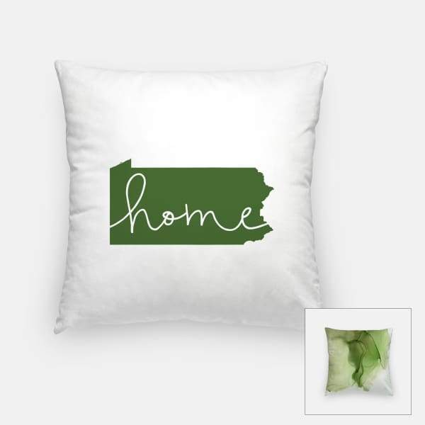 Pennsylvania ’home’ state silhouette - Pillow | Square / DarkGreen - Home Silhouette