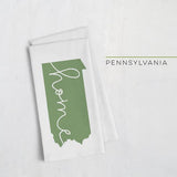 Pennsylvania ’home’ state silhouette - Tea Towel / DarkGreen - Home Silhouette