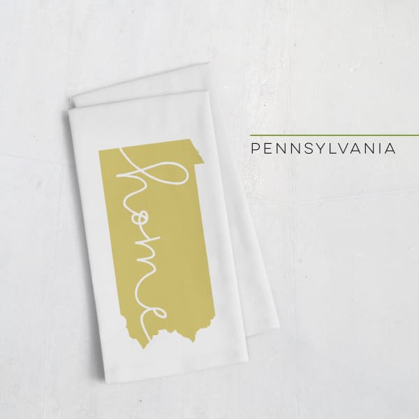 Pennsylvania ’home’ state silhouette - Tea Towel / GoldenRod - Home Silhouette