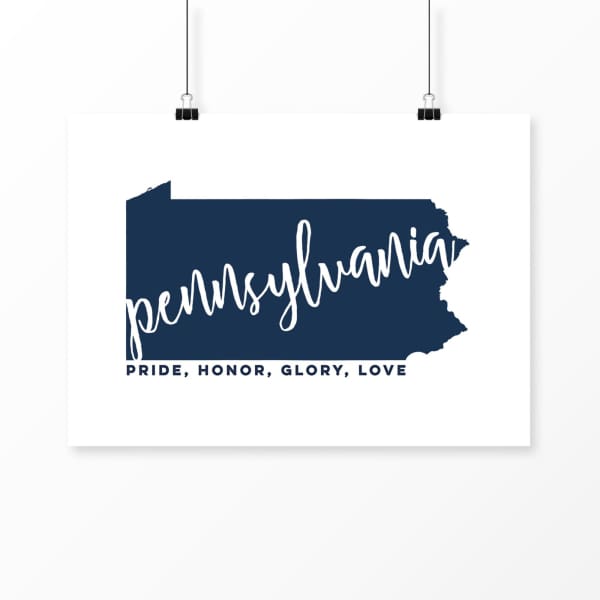 Pennsylvania State Song | Pride Honor Glory Love - 5x7 Unframed Print / MidnightBlue - State Song