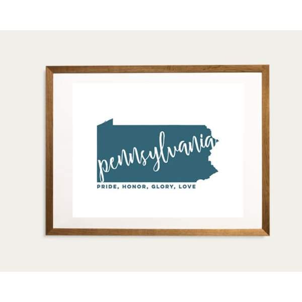 Pennsylvania State Song | Pride Honor Glory Love - 5x7 Unframed Print / Teal - State Song