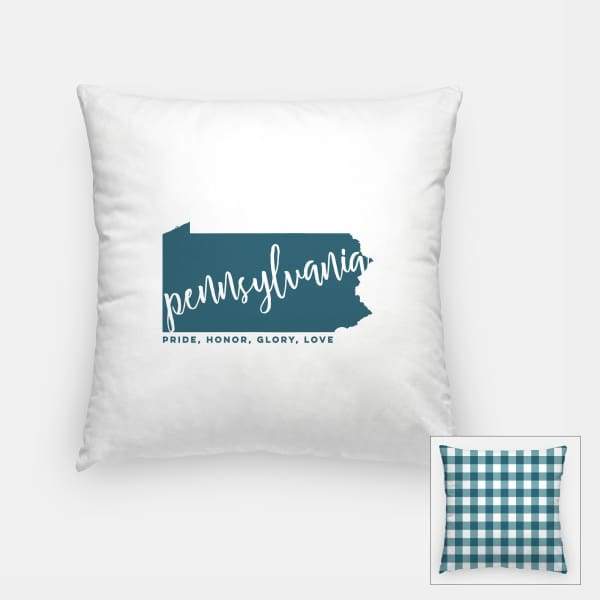 Pennsylvania State Song | Pride Honor Glory Love - Pillow | Square / Teal - State Song