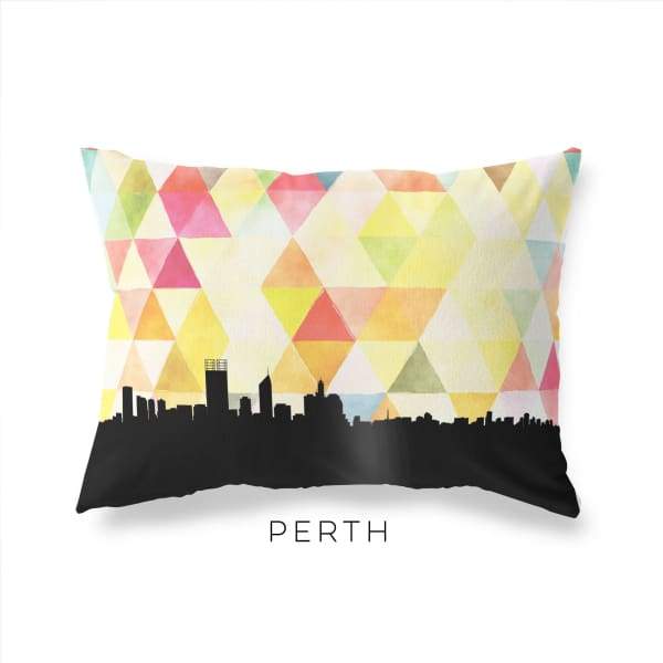 Perth Australia geometric skyline - Pillow | Lumbar / Yellow - Geometric Skyline