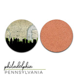 Philadelphia Pennsylvania city skyline with vintage Philadelphia map - City Map Skyline