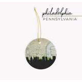Philadelphia Pennsylvania city skyline with vintage Philadelphia map - City Map Skyline