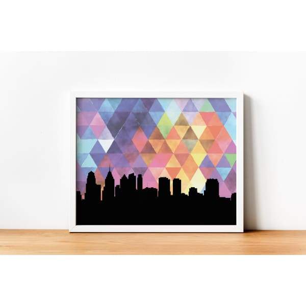 Philadelphia Pennsylvania geometric skyline - 5x7 Unframed Print / RebeccaPurple - Geometric Skyline