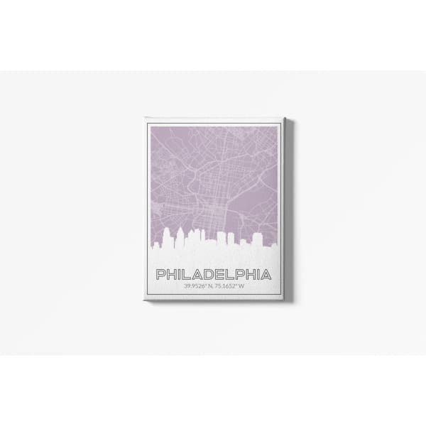 Philadelphia Pennsylvania skyline and map - 5x7 Unframed Print / Thistle - Road Map and Skyline
