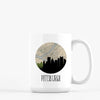 Pittsburgh Pennsylvania city skyline with vintage Pittsburgh map - Mug | 15 oz - City Map Skyline