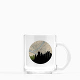 Pittsburgh Pennsylvania city skyline with vintage Pittsburgh map - Mug | Glass Mug - City Map Skyline