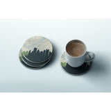 Pittsburgh Pennsylvania city skyline with vintage Pittsburgh map - Sandstone Coasters | Set of 2 - City Map Skyline