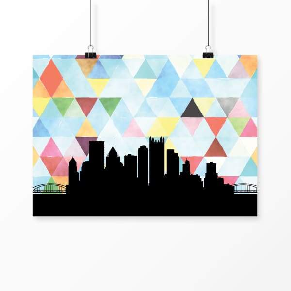 Pittsburgh Pennsylvania geometric skyline - 5x7 Unframed Print / LightSkyBlue - Geometric Skyline