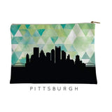 Pittsburgh Pennsylvania geometric skyline - Pouch | Small / Green - Geometric Skyline