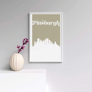 Pittsburgh Pennsylvania retro inspired city skyline - 5x7 Unframed Print / Tan - Retro Skyline