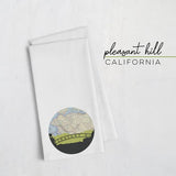 Pleasant Hill California city skyline with vintage Pleasant Hill map - Tea Towel - City Map Skyline