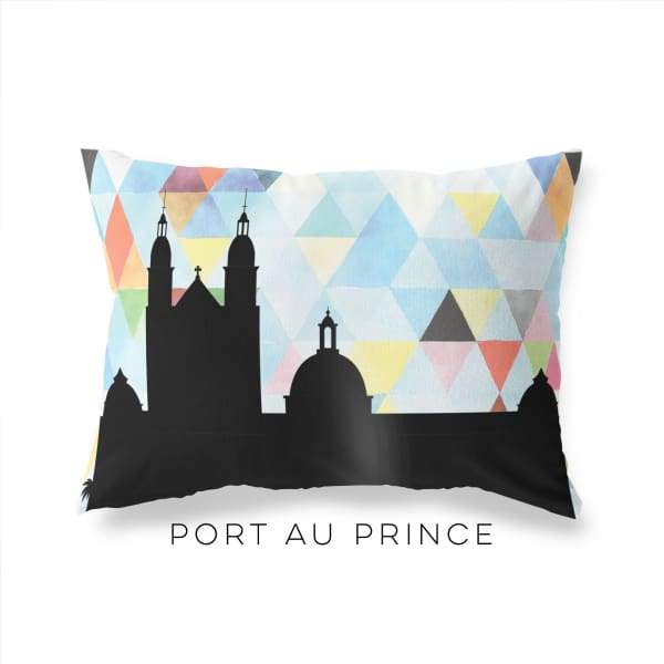 Port-au-Prince Haiti geometric skyline - Pillow | Lumbar / LightSkyBlue - Geometric Skyline