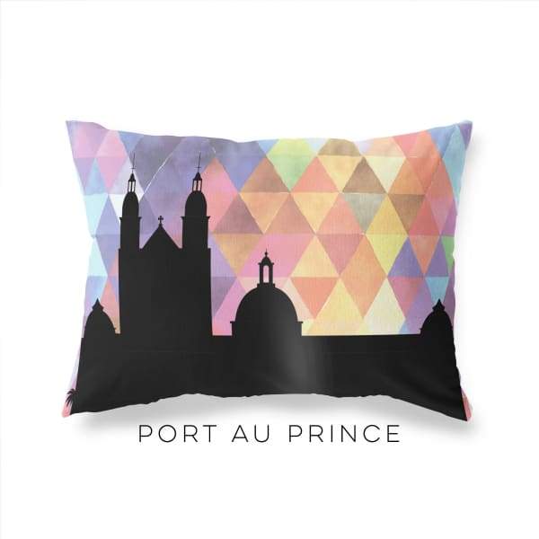 Port-au-Prince Haiti geometric skyline - Pillow | Lumbar / RebeccaPurple - Geometric Skyline