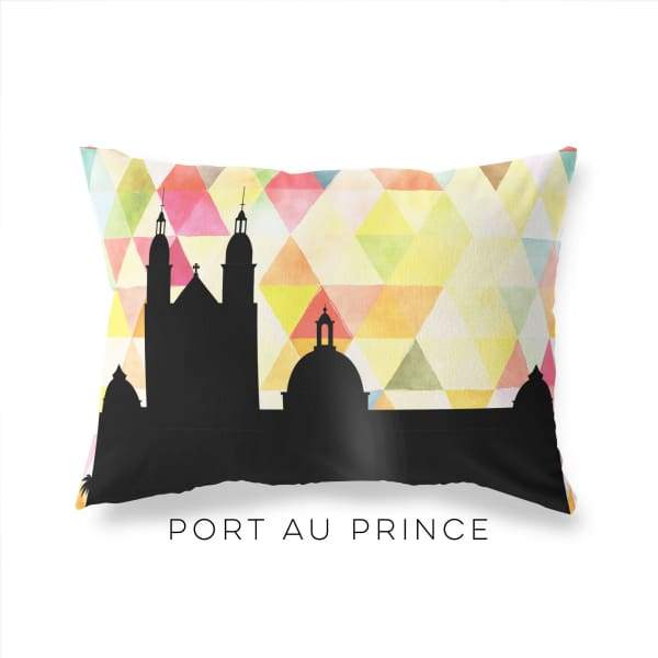 Port-au-Prince Haiti geometric skyline - Pillow | Lumbar / Yellow - Geometric Skyline