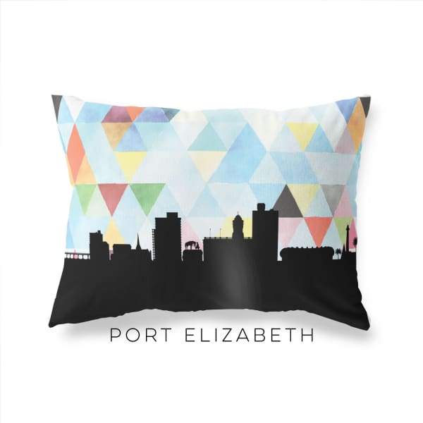 Port Elizabeth South Africa geometric skyline - Pillow | Lumbar / LightSkyBlue - Geometric Skyline