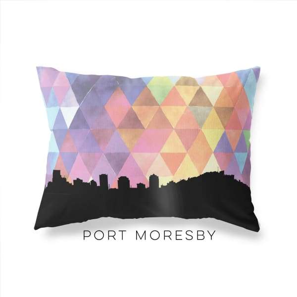 Port Moresby Papua New Guinea geometric skyline - Pillow | Lumbar / RebeccaPurple - Geometric Skyline