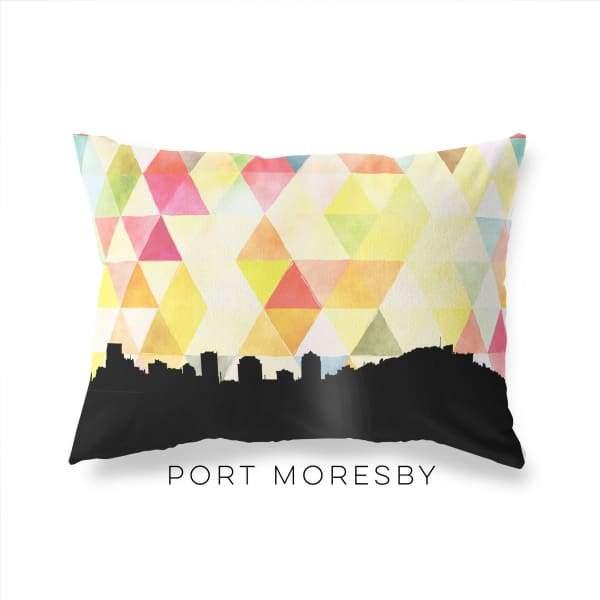 Port Moresby Papua New Guinea geometric skyline - Pillow | Lumbar / Yellow - Geometric Skyline