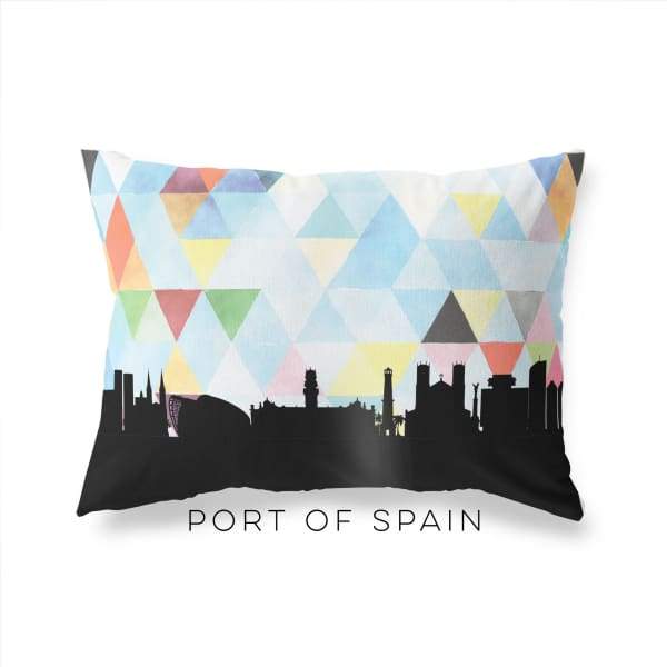 Port of Spain Trinidad and Tobago geometric skyline - Pillow | Lumbar / LightSkyBlue - Geometric Skyline