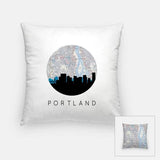 Portland Oregon city skyline with vintage Portland map - City Map Skyline