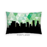 Portland Oregon geometric skyline - Pillow | Lumbar / Green - Geometric Skyline