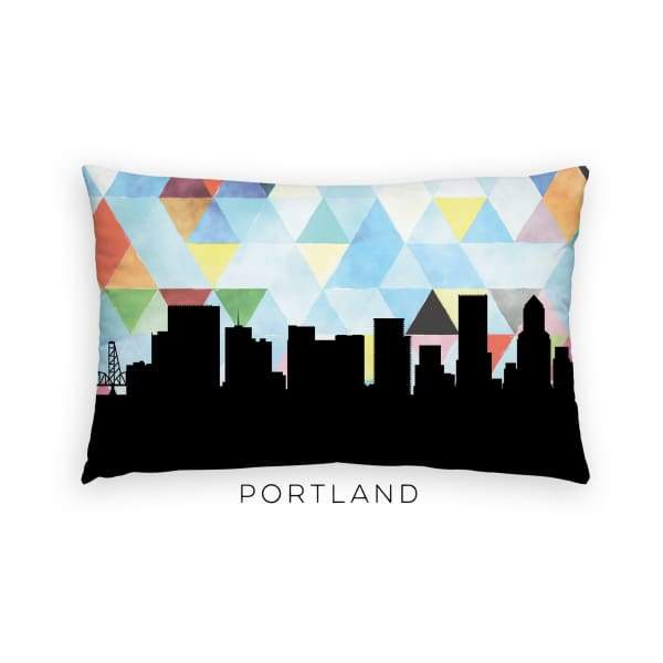 Portland Oregon geometric skyline - Pillow | Lumbar / LightSkyBlue - Geometric Skyline
