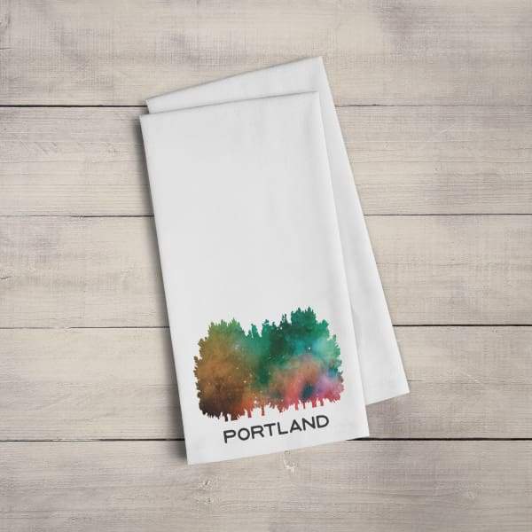 Portland watercolor trees | Portland Vibes Collection - Tea Towel - Portland Vibes
