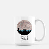 Prague city skyline with vintage Prague map - Mug | 15 oz - City Map Skyline