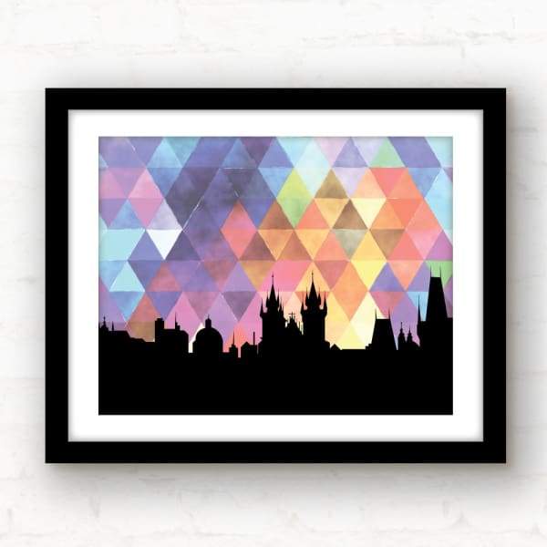 Prague Czech Republic geometric skyline - 5x7 Unframed Print / RebeccaPurple - Geometric Skyline