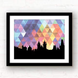 Prague Czech Republic geometric skyline - 5x7 Unframed Print / RebeccaPurple - Geometric Skyline