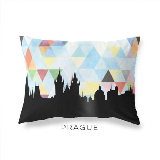 Prague Czech Republic geometric skyline - Pillow | Lumbar / LightSkyBlue - Geometric Skyline