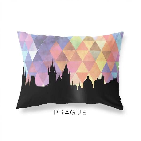 Prague Czech Republic geometric skyline - Pillow | Lumbar / RebeccaPurple - Geometric Skyline