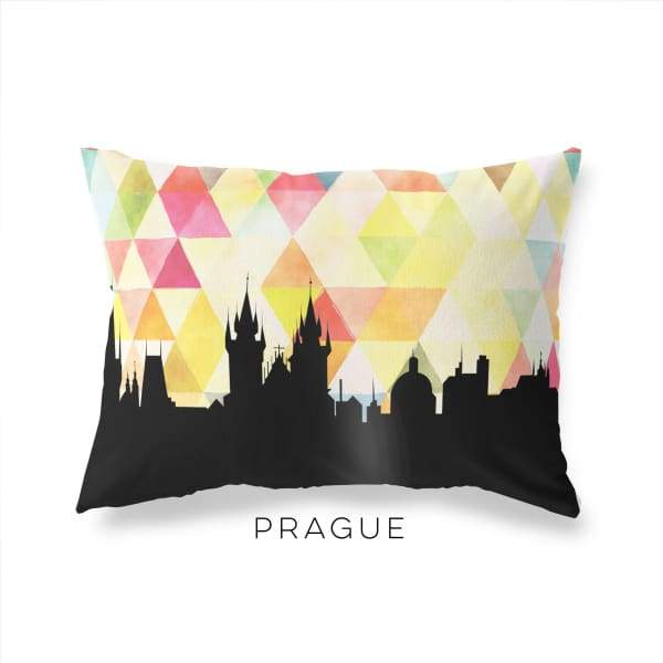 Prague Czech Republic geometric skyline - Pillow | Lumbar / Yellow - Geometric Skyline