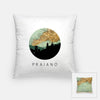 Praiano city skyline with vintage Praiano map - Pillow | Square - City Map Skyline